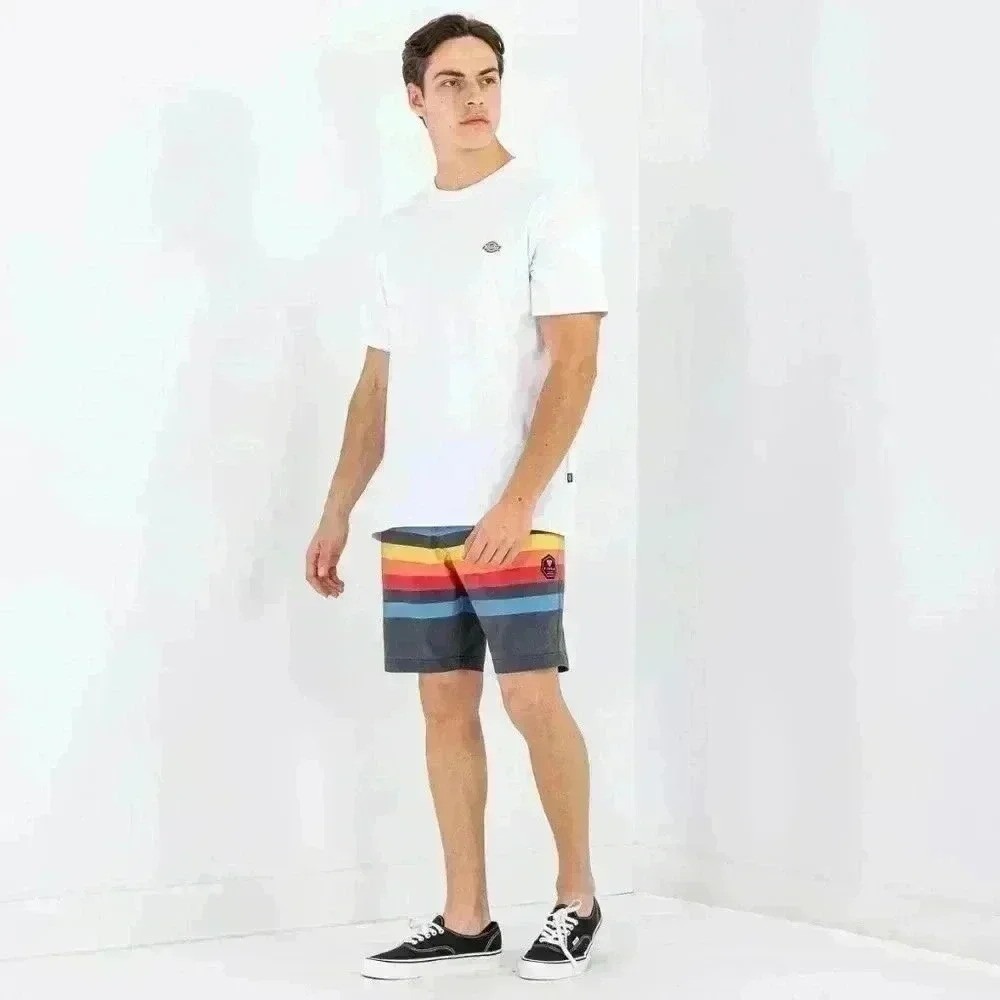 Vissla Mens Board Shorts Striped Swim Trunks Size 29 Charcoal Blue Red Yellow - Picture 9 of 9